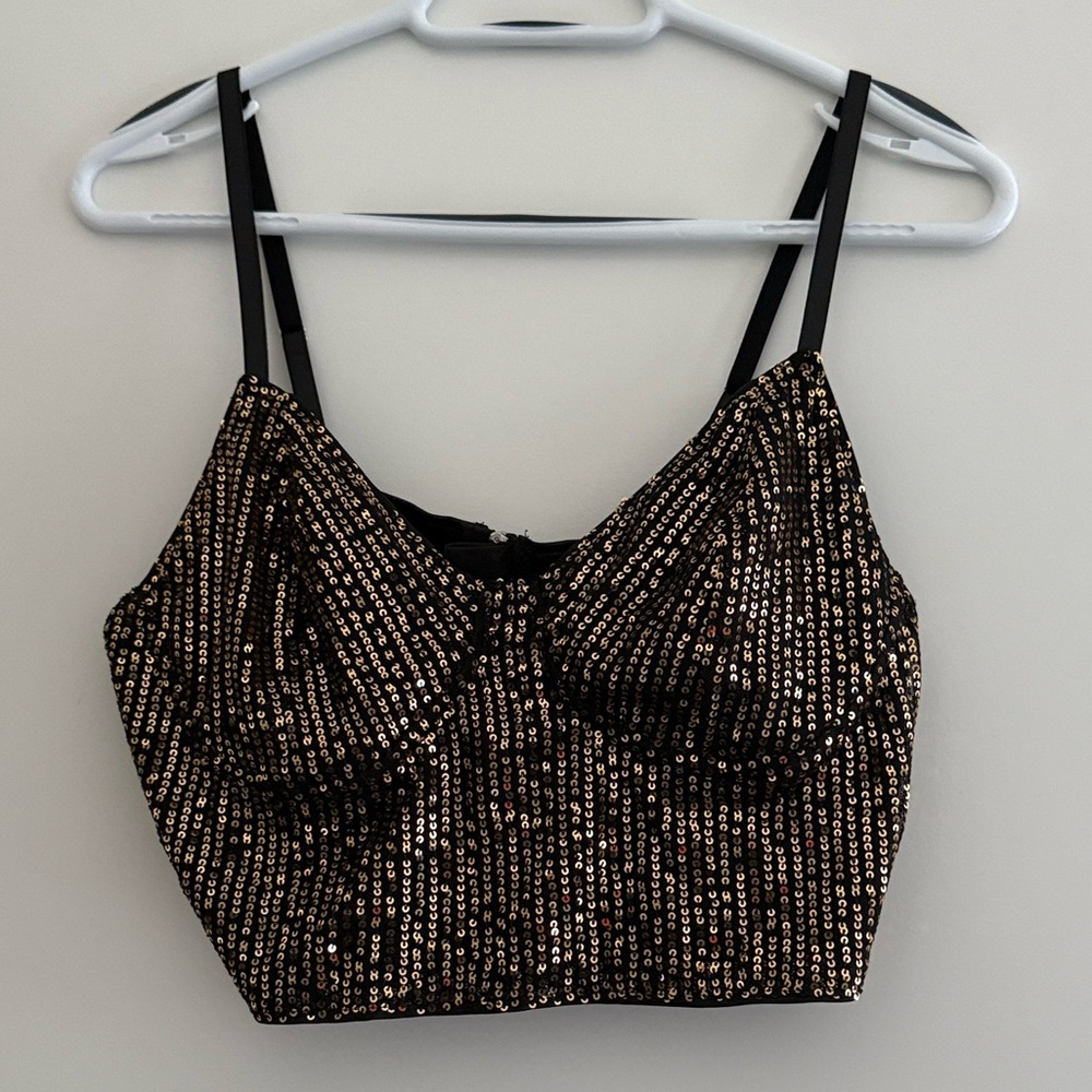 Sequin Black and Gold Women's Top